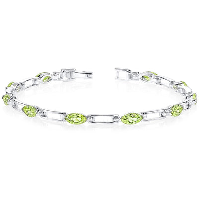 Peridot Bracelet Sterling Silver Marquise Shape 5.75 Carats