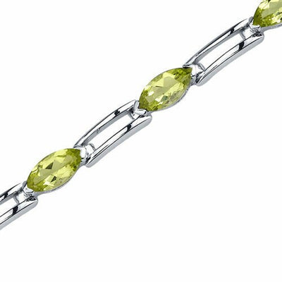 Peridot Bracelet Sterling Silver Marquise Shape 5.75 Carats