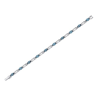 London Blue Topaz Bracelet Sterling Silver Marquise 5.75 Carats