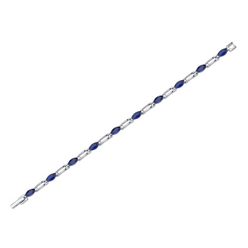 Blue Sapphire Bracelet Sterling Silver Marquise Cut 5.75 Carats