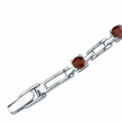 Garnet Bracelet Sterling Silver Round Shape 3.5 Carats