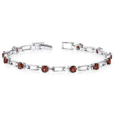 Garnet Bracelet Sterling Silver Round Shape 3.5 Carats