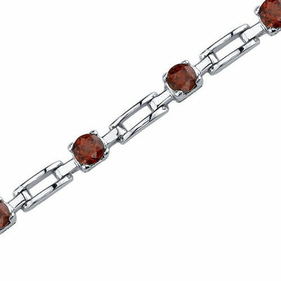 Garnet Bracelet Sterling Silver Round Shape 3.5 Carats