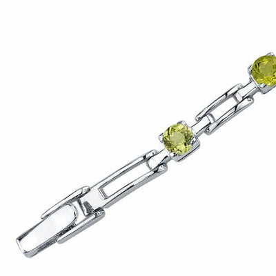 Peridot Bracelet Sterling Silver Round Shape 3 Carats