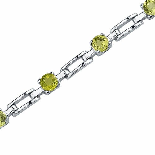 Peridot Bracelet Sterling Silver Round Shape 3 Carats