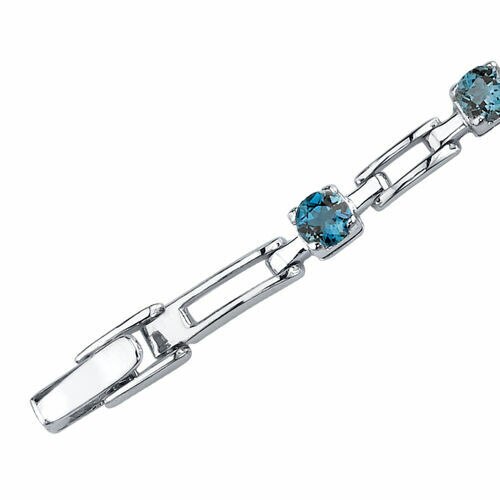 London Blue Topaz Bracelet Sterling Silver Round Shape 3 Carats