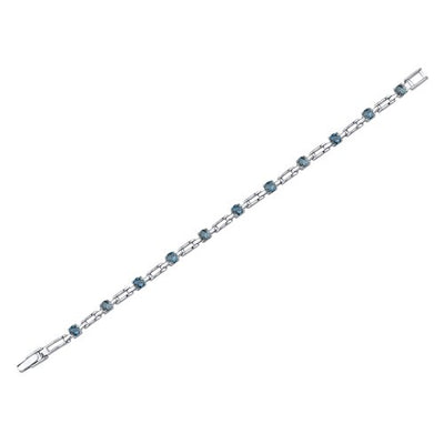 London Blue Topaz Bracelet Sterling Silver Round Shape 3 Carats