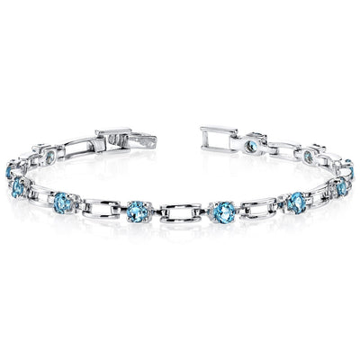 London Blue Topaz Bracelet Sterling Silver Round Shape 3 Carats