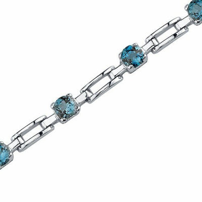 London Blue Topaz Bracelet Sterling Silver Round Shape 3 Carats