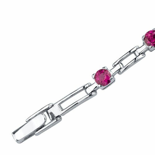 Ruby Bracelet Sterling Silver Round Shape 3 Carats