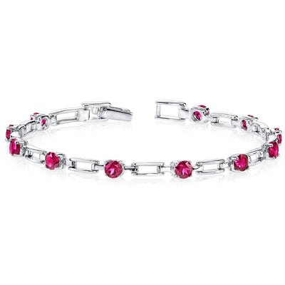 Ruby Bracelet Sterling Silver Round Shape 3 Carats