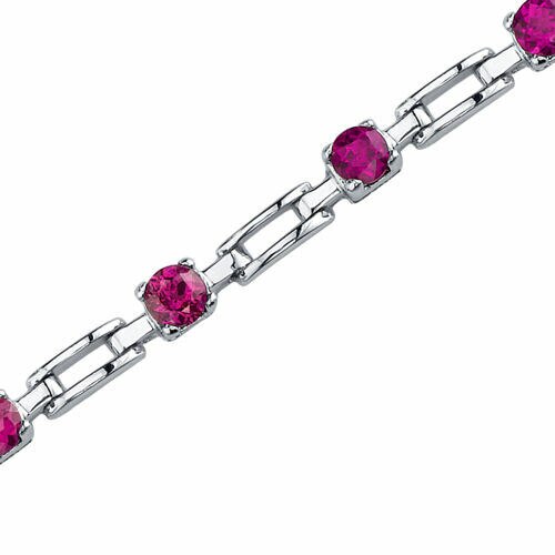 Ruby Bracelet Sterling Silver Round Shape 3 Carats