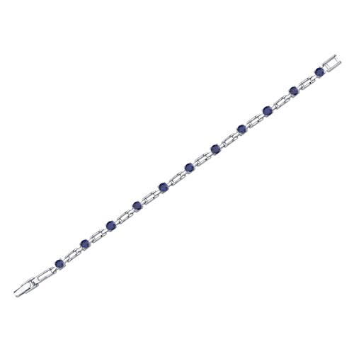 Blue Sapphire Bracelet Sterling Silver Round Shape 3 Carats