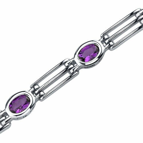 Amethyst Bracelet Sterling Silver Oval Shape 3.25 Carats