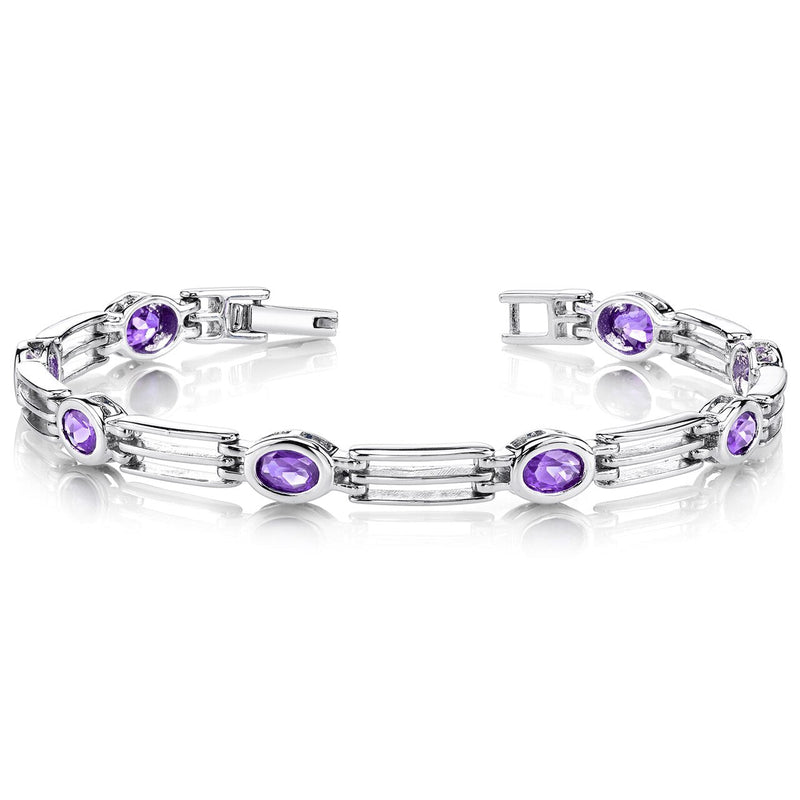 Amethyst Bracelet Sterling Silver Oval Shape 3.25 Carats