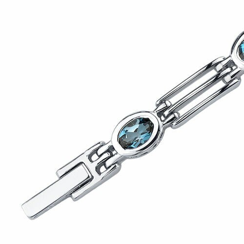 London Blue Topaz Bracelet Sterling Silver Oval Cut 3.75 Carats