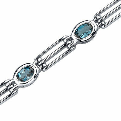 London Blue Topaz Bracelet Sterling Silver Oval Cut 3.75 Carats