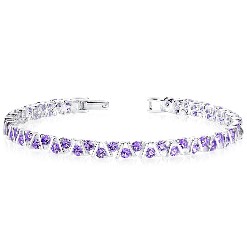 Amethyst Bracelet Sterling Silver Round Shape 4.75 Carats