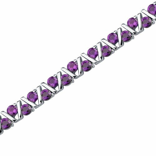 Amethyst Bracelet Sterling Silver Round Shape 4.75 Carats