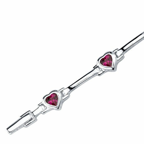 Ruby Bracelet Sterling Silver Heart Shape 3.75 Carats