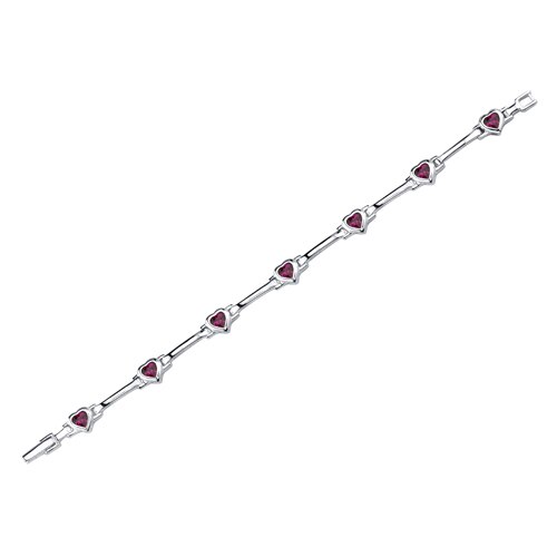 Ruby Bracelet Sterling Silver Heart Shape 3.75 Carats