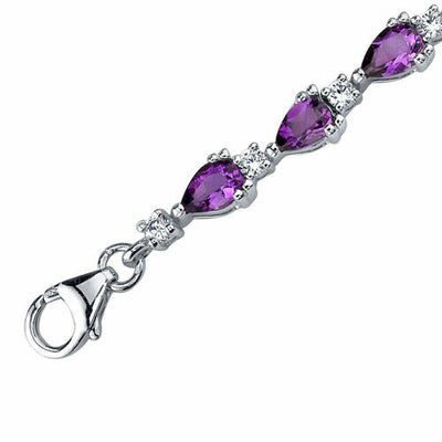 Amethyst Teardrop Tennis Bracelet Sterling Silver Pear Shape 5.5 Carats