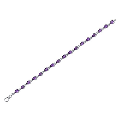 Amethyst Teardrop Tennis Bracelet Sterling Silver Pear Shape 5.5 Carats