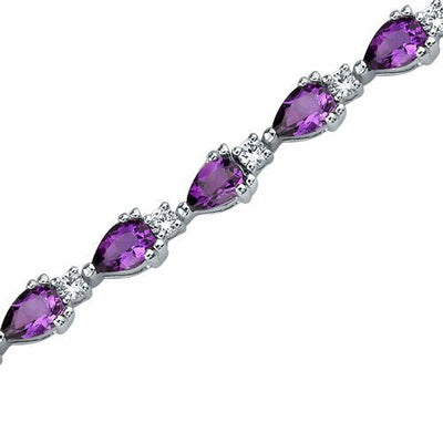 Amethyst Teardrop Tennis Bracelet Sterling Silver Pear Shape 5.5 Carats