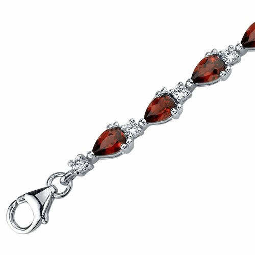 Garnet Tennis Bracelet Sterling Silver Pear Shape 8.25 Carats