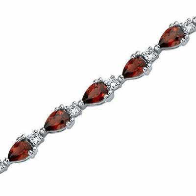 Garnet Tennis Bracelet Sterling Silver Pear Shape 8.25 Carats