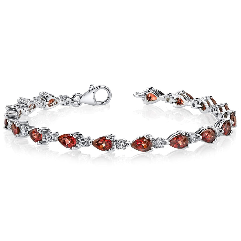 Garnet Tennis Bracelet Sterling Silver Pear Shape 8.25 Carats