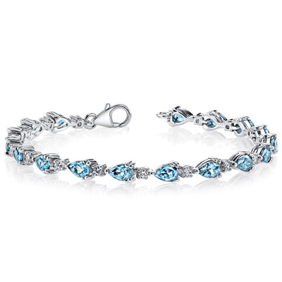 London Blue Topaz Bracelet Sterling Silver Pear Cut 6.75 Carats