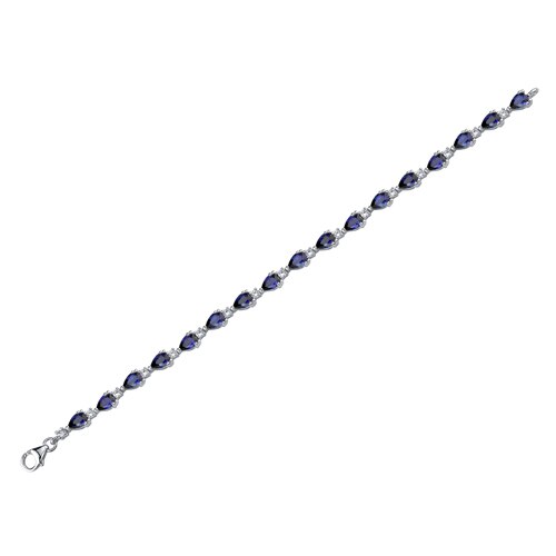 Blue Sapphire Tennis Bracelet Sterling Silver Pear Shape 6.75 Carats