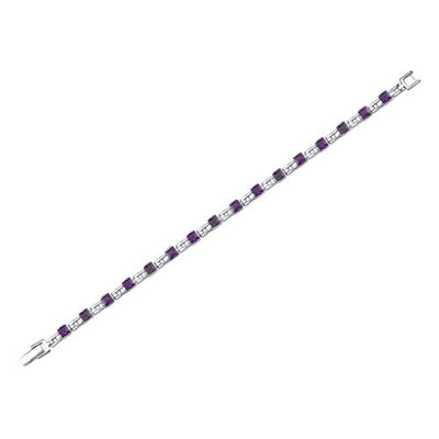 Amethyst Tennis Bracelet Sterling Silver Princess Shape 4.5 Carats