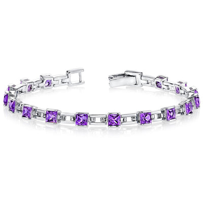 Amethyst Tennis Bracelet Sterling Silver Princess Shape 4.5 Carats