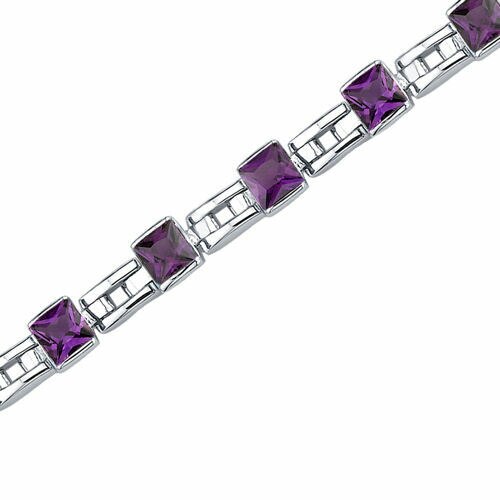 Amethyst Tennis Bracelet Sterling Silver Princess Shape 4.5 Carats