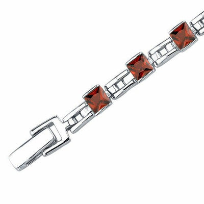 Garnet Bracelet Sterling Silver Princess Shape 6 Carats