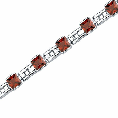 Garnet Bracelet Sterling Silver Princess Shape 6 Carats