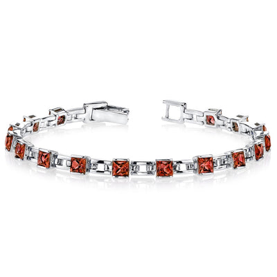 Garnet Bracelet Sterling Silver Princess Shape 6 Carats