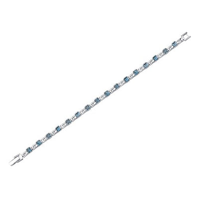 London Blue Topaz Bracelet Sterling Silver Princess 6 Carats