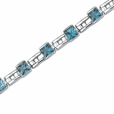 London Blue Topaz Bracelet Sterling Silver Princess 6 Carats