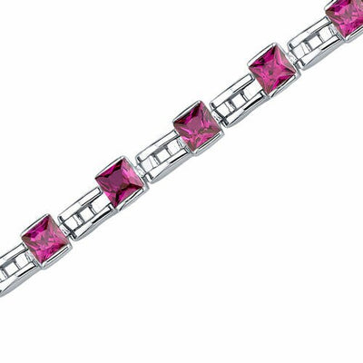 Ruby Bracelet Sterling Silver Princess Shape 6 Carats