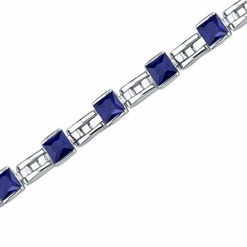 Blue Sapphire Bracelet Sterling Silver Princess Shape 6 Carats