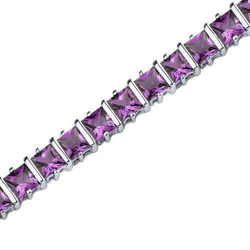 Amethyst Tennis Bracelet Sterling Silver Princess Shape 10 Carats