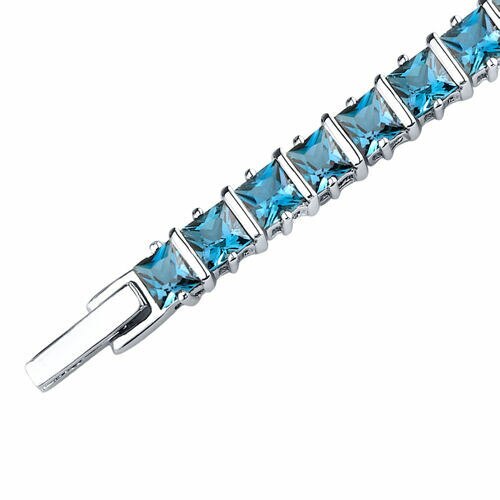 London Blue Topaz Bracelet Sterling Silver Princess 13 Carats