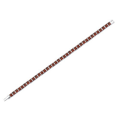 Garnet Tennis Bracelet Sterling Silver Princess Shape 13.75 Carats