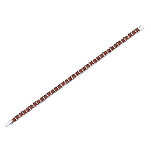 Garnet Tennis Bracelet Sterling Silver Princess Shape 13.75 Carats