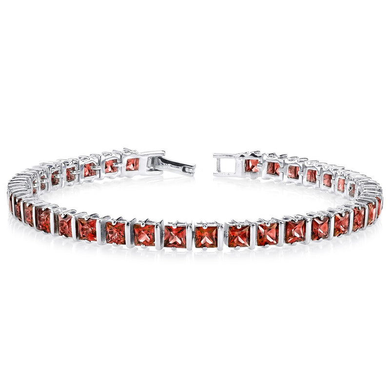 Garnet Tennis Bracelet Sterling Silver Princess Shape 13.75 Carats