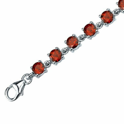 Garnet Bracelet Sterling Silver Round Shape 8 Carats