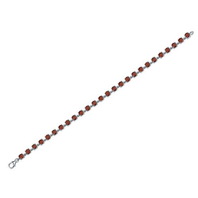 Garnet Bracelet Sterling Silver Round Shape 8 Carats